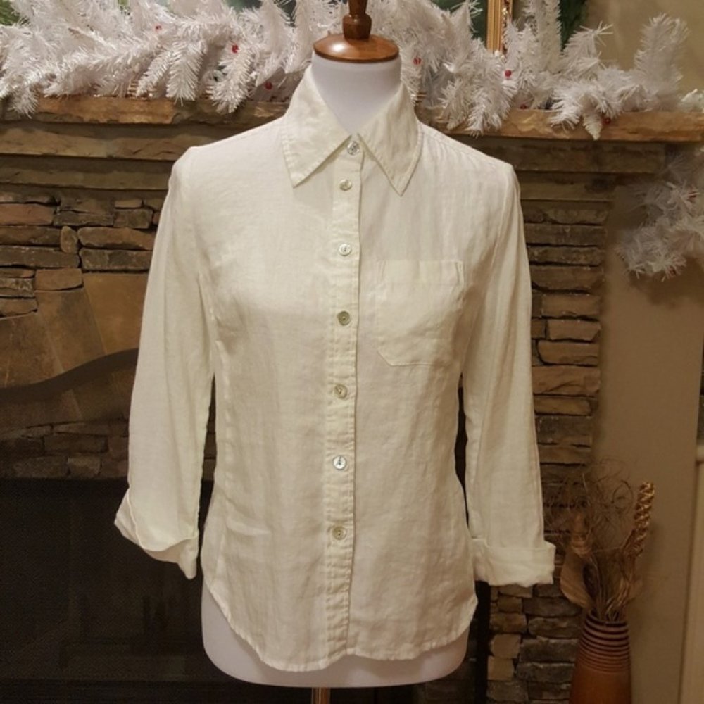 White Women Blouse Button-down Top